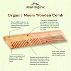 Aravi Organic Neem Wood Comb Fine and Wide Tooth | Grocsy