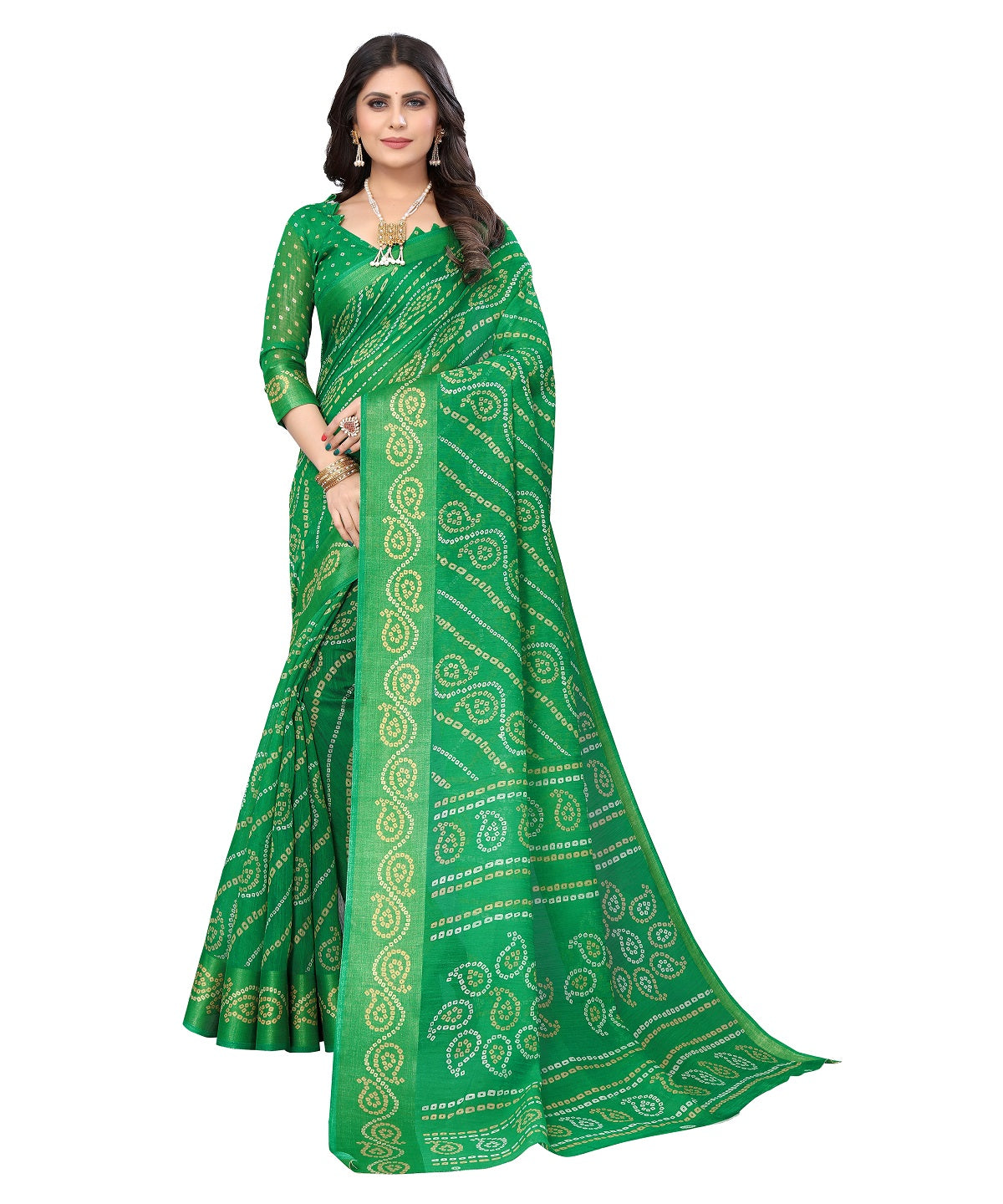 Vamika Linen Jari Border Green Bollywood Style Saree | Grocsy