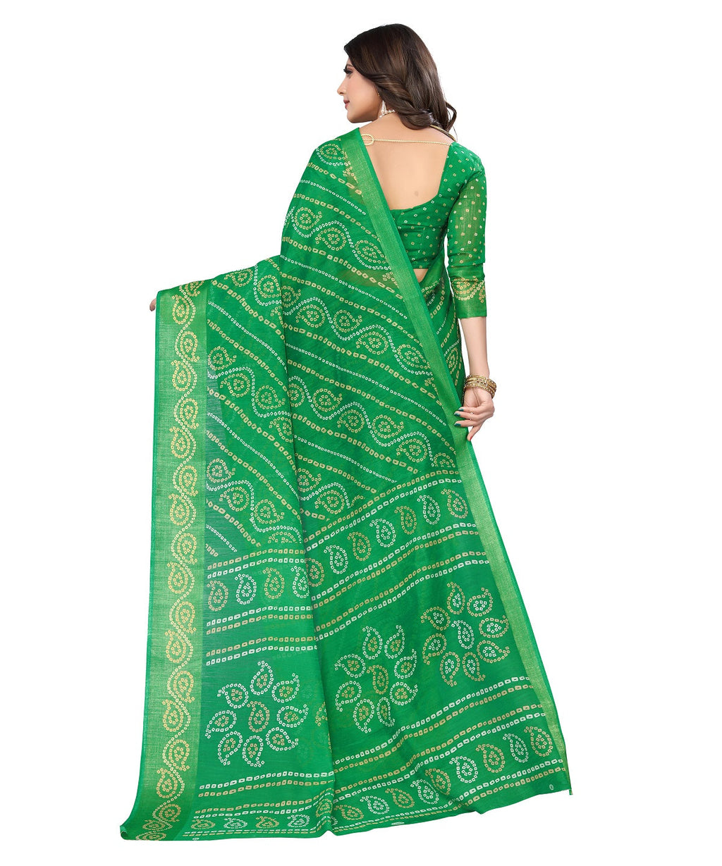 Vamika Linen Jari Border Green Bollywood Style Saree | Grocsy