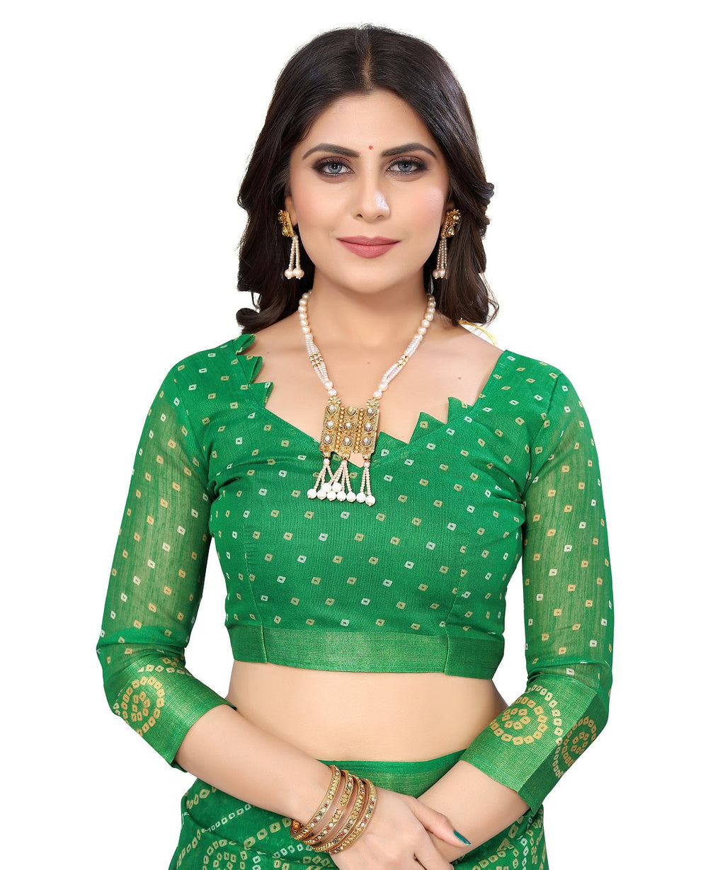 Vamika Linen Jari Border Green Bollywood Style Saree | Grocsy