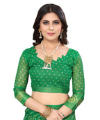 Vamika Linen Jari Border Green Bollywood Style Saree | Grocsy