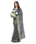 Vamika Linen Jari Border Grey Bollywood Style Saree | Grocsy