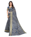 Vamika Linen Jari Border Grey Bollywood Style Saree | Grocsy