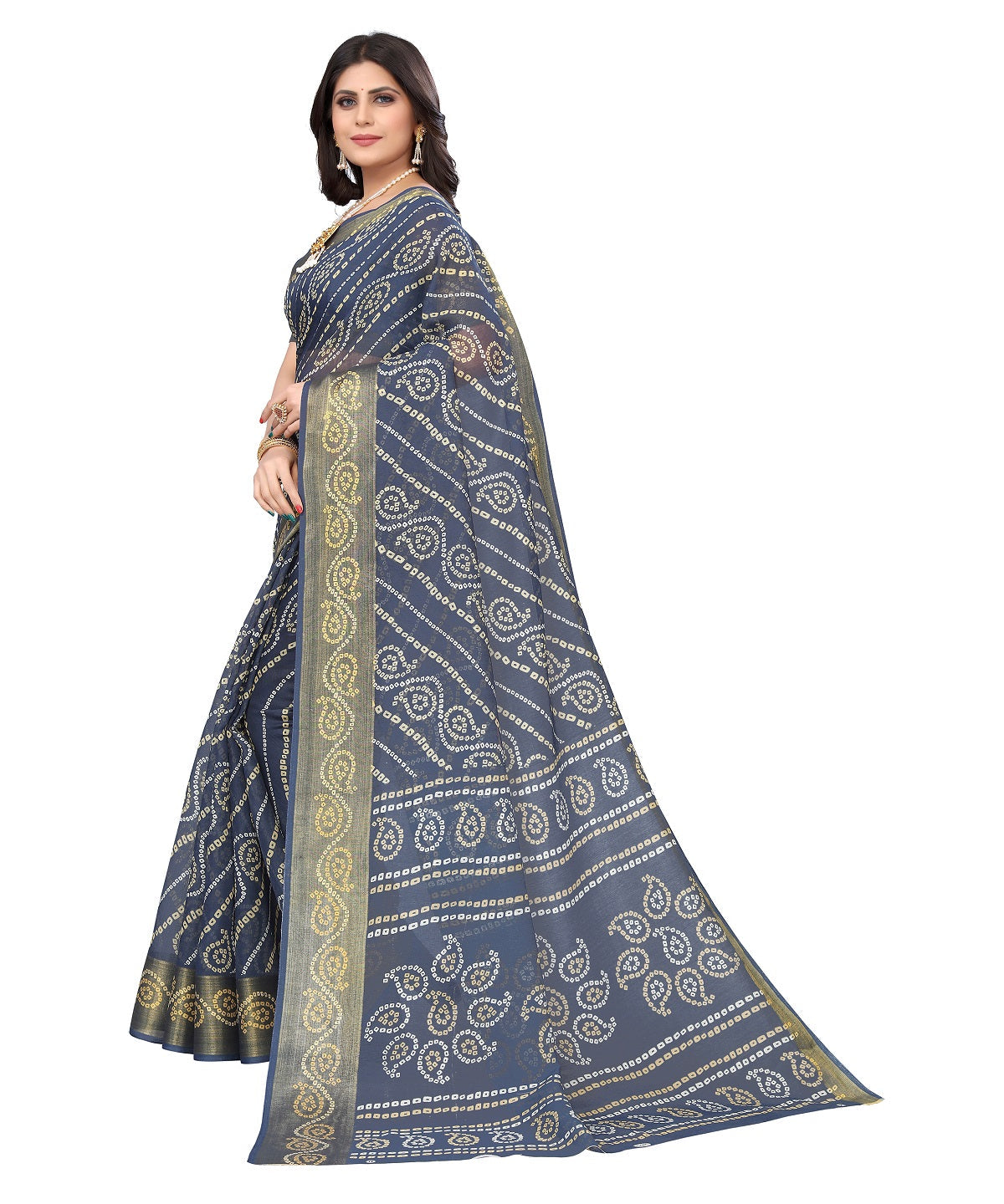 Vamika Linen Jari Border Grey Bollywood Style Saree | Grocsy