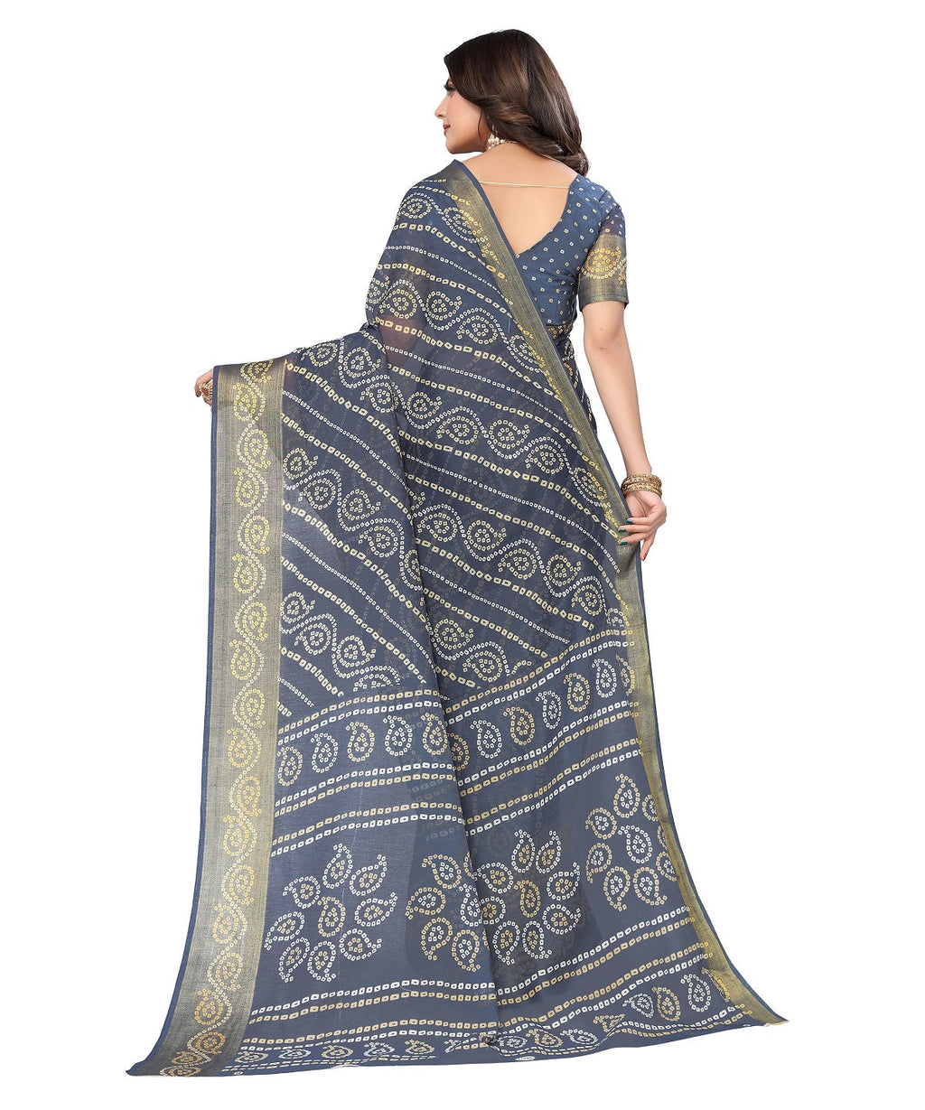 Vamika Linen Jari Border Grey Bollywood Style Saree | Grocsy