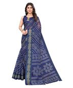 Vamika Linen Jari Border Navy Bollywood Style Saree | Grocsy
