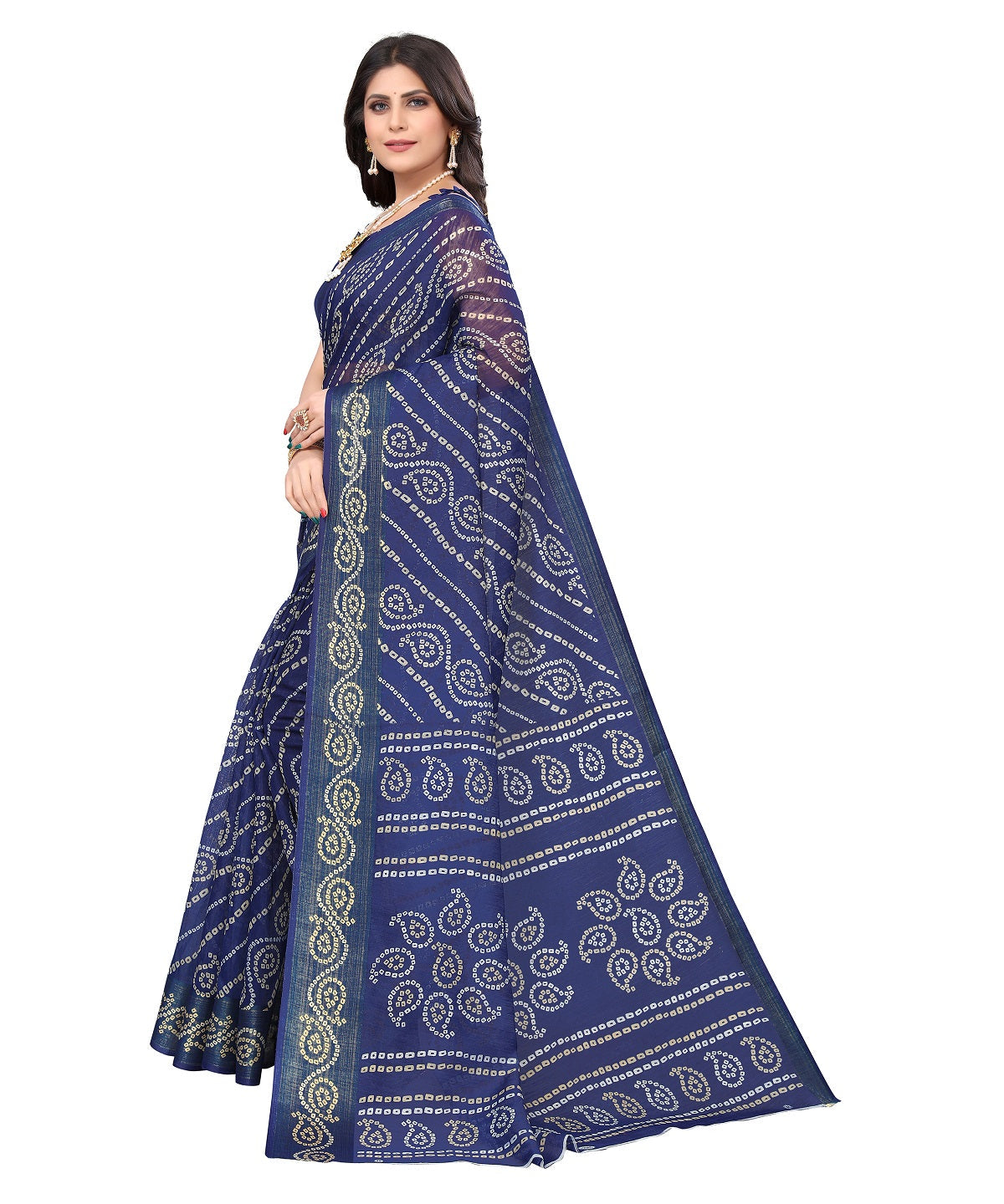 Vamika Linen Jari Border Navy Bollywood Style Saree | Grocsy