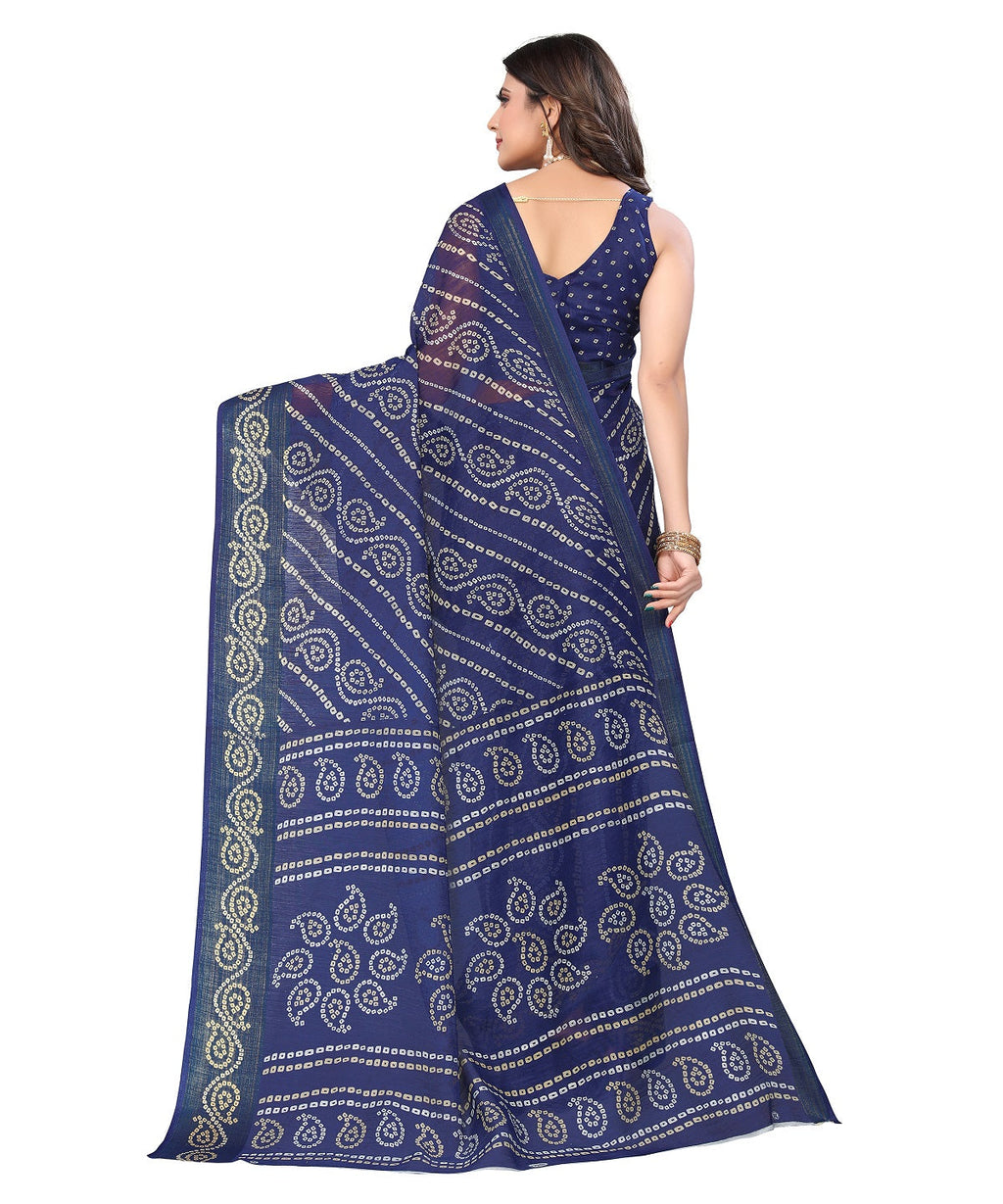 Vamika Linen Jari Border Navy Bollywood Style Saree | Grocsy