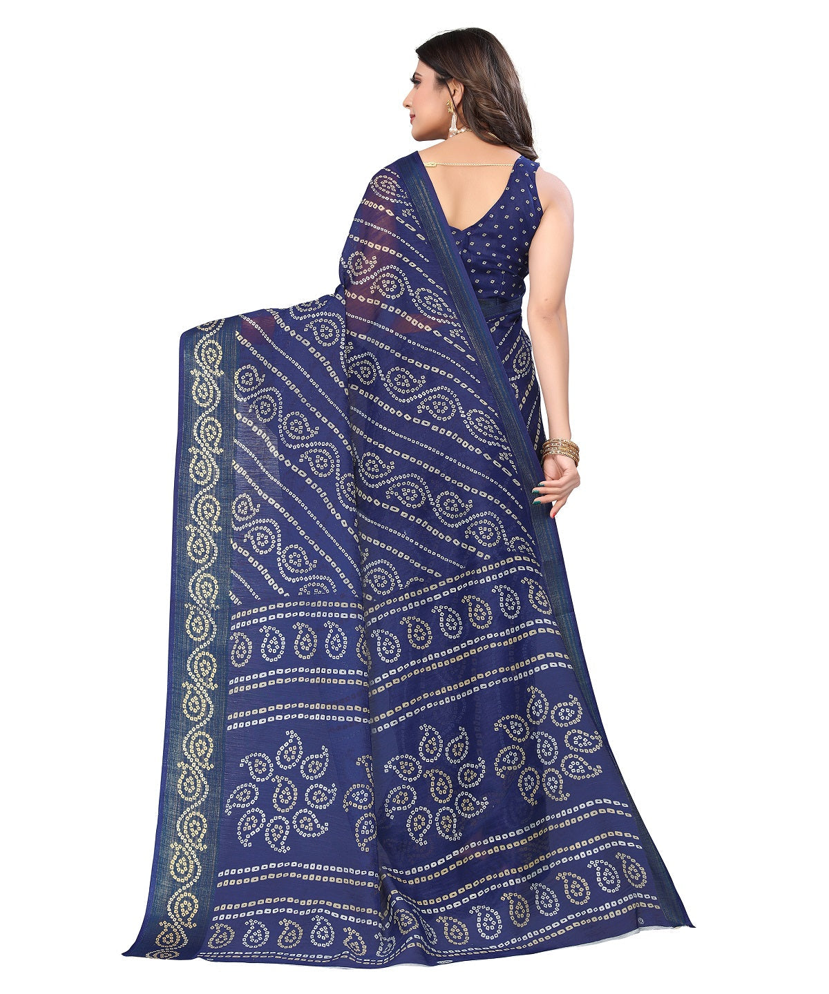 Vamika Linen Jari Border Navy Bollywood Style Saree | Grocsy