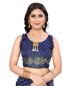 Vamika Linen Jari Border Navy Bollywood Style Saree | Grocsy