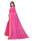 Vamika Linen Jari Border Pink Bollywood Style Saree | Grocsy