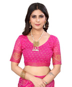 Vamika Linen Jari Border Pink Bollywood Style Saree | Grocsy