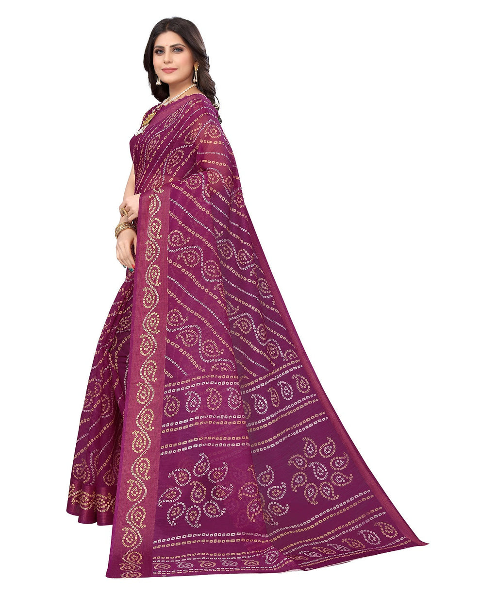 Vamika Linen Jari Border Purple Bollywood Style Saree | Grocsy