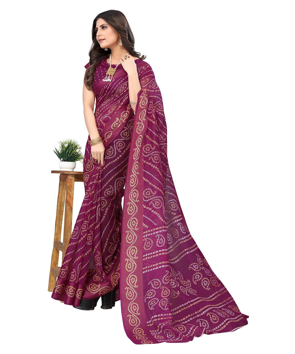 Vamika Linen Jari Border Purple Bollywood Style Saree | Grocsy