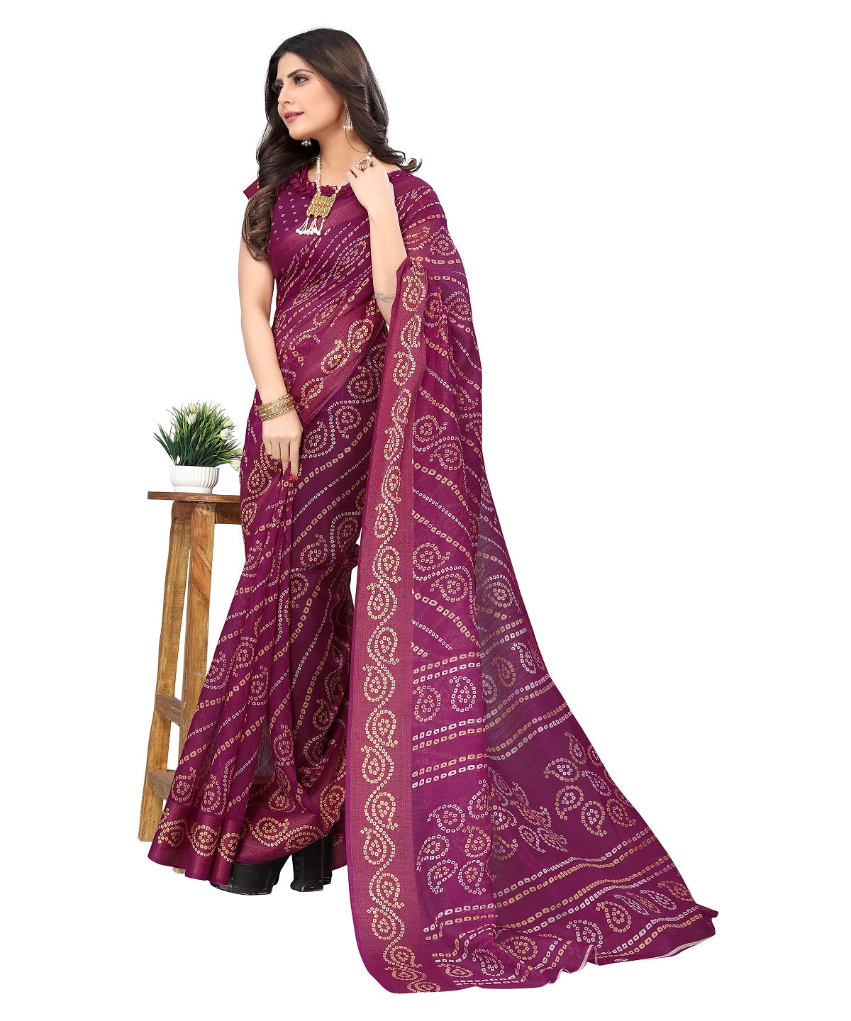 Vamika Linen Jari Border Purple Bollywood Style Saree | Grocsy