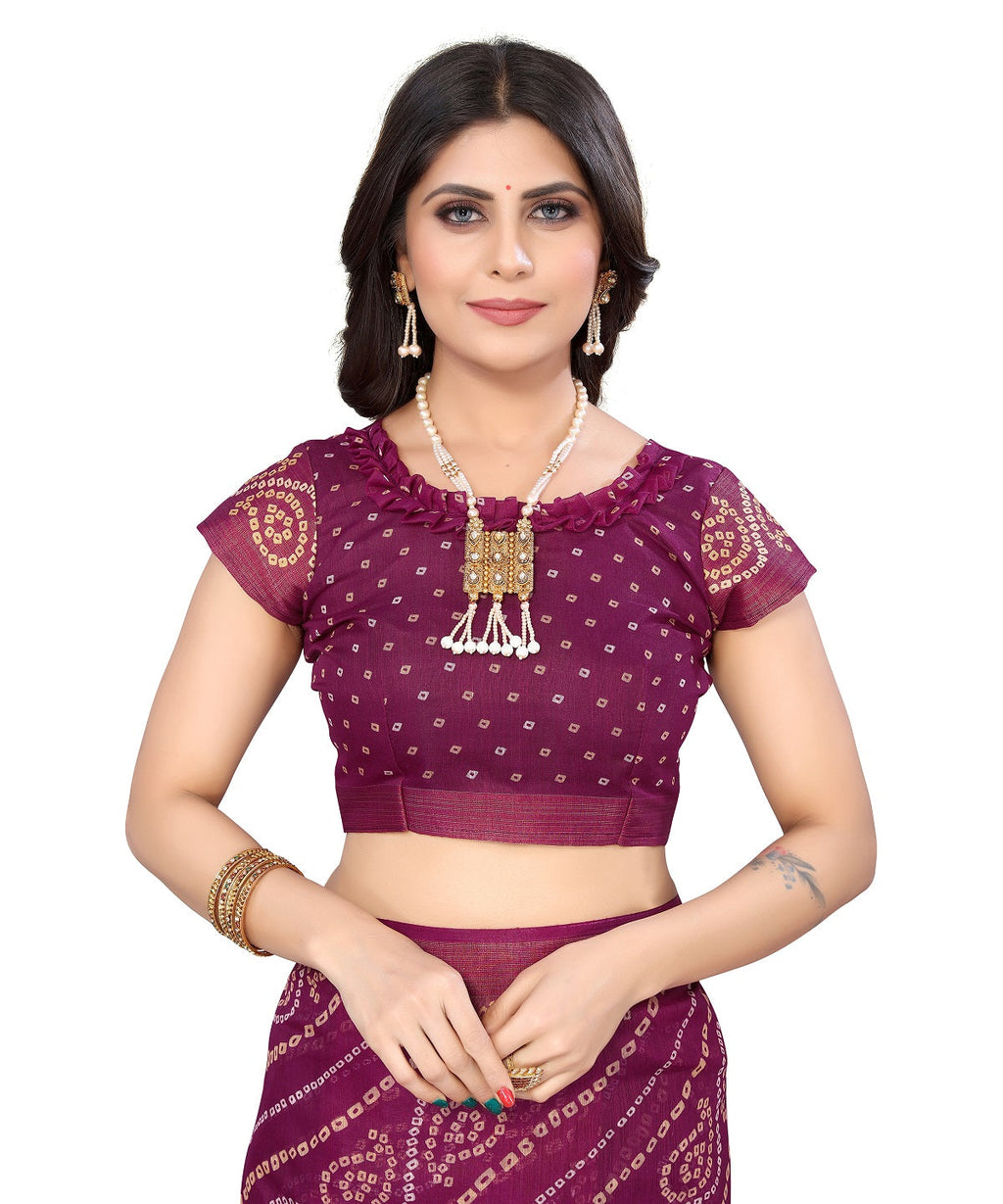 Vamika Linen Jari Border Purple Bollywood Style Saree | Grocsy