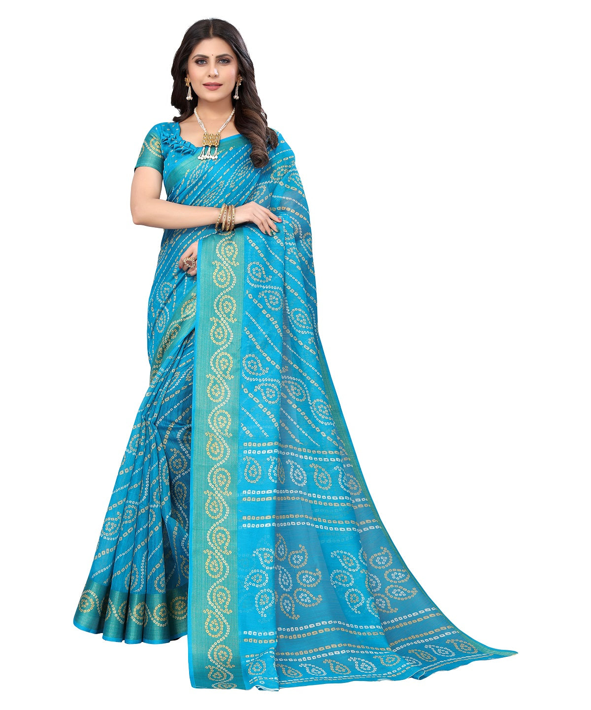 Vamika Linen Jari Border Rama Bollywood Style Saree | Grocsy