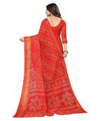 Vamika Linen Jari Border Red Bollywood Style Saree | Grocsy
