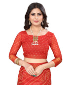 Vamika Linen Jari Border Red Bollywood Style Saree | Grocsy