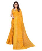 Vamika Linen Jari Border Yellow Bollywood Style Saree | Grocsy