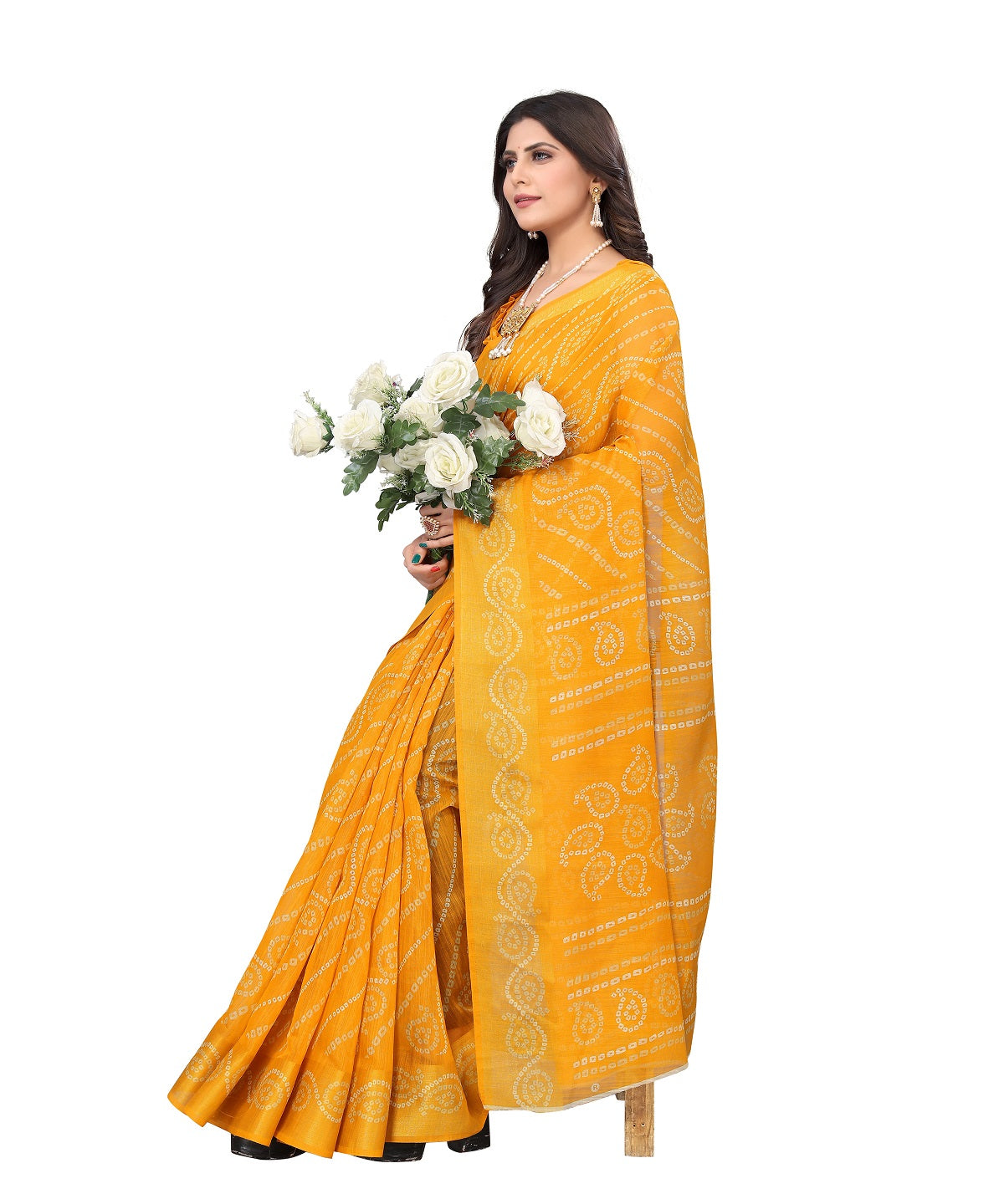Vamika Linen Jari Border Yellow Bollywood Style Saree | Grocsy