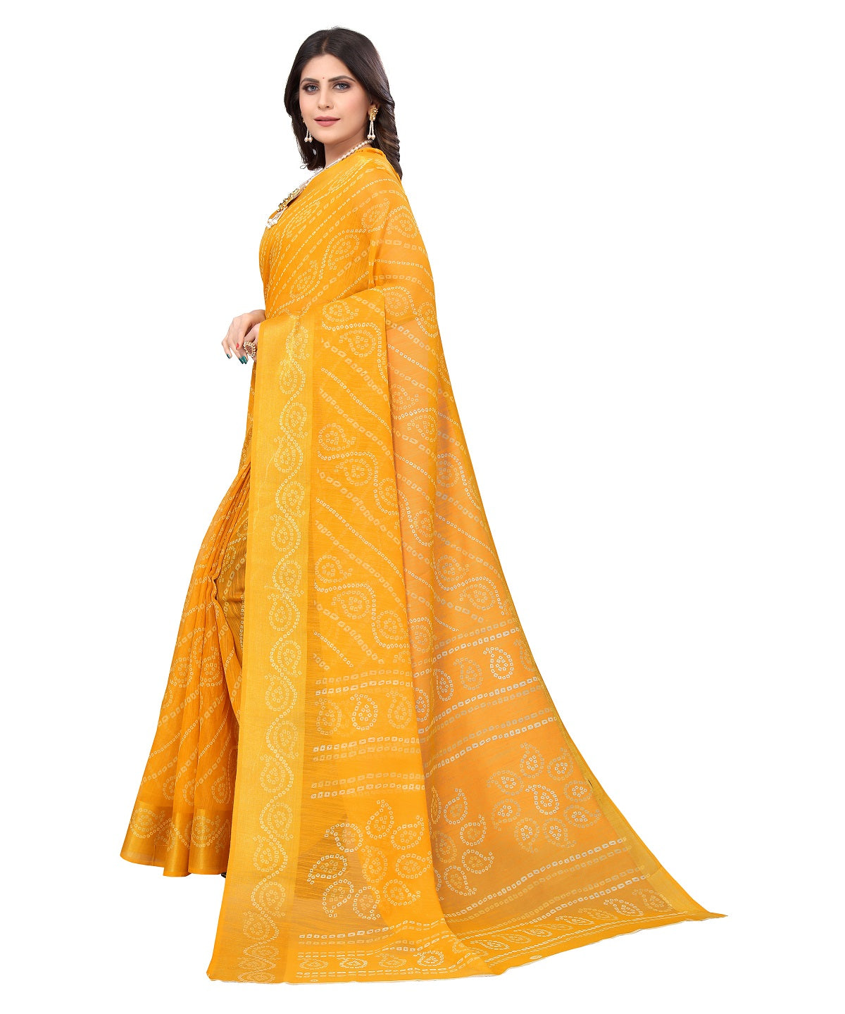 Vamika Linen Jari Border Yellow Bollywood Style Saree | Grocsy
