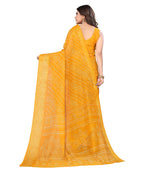 Vamika Linen Jari Border Yellow Bollywood Style Saree | Grocsy