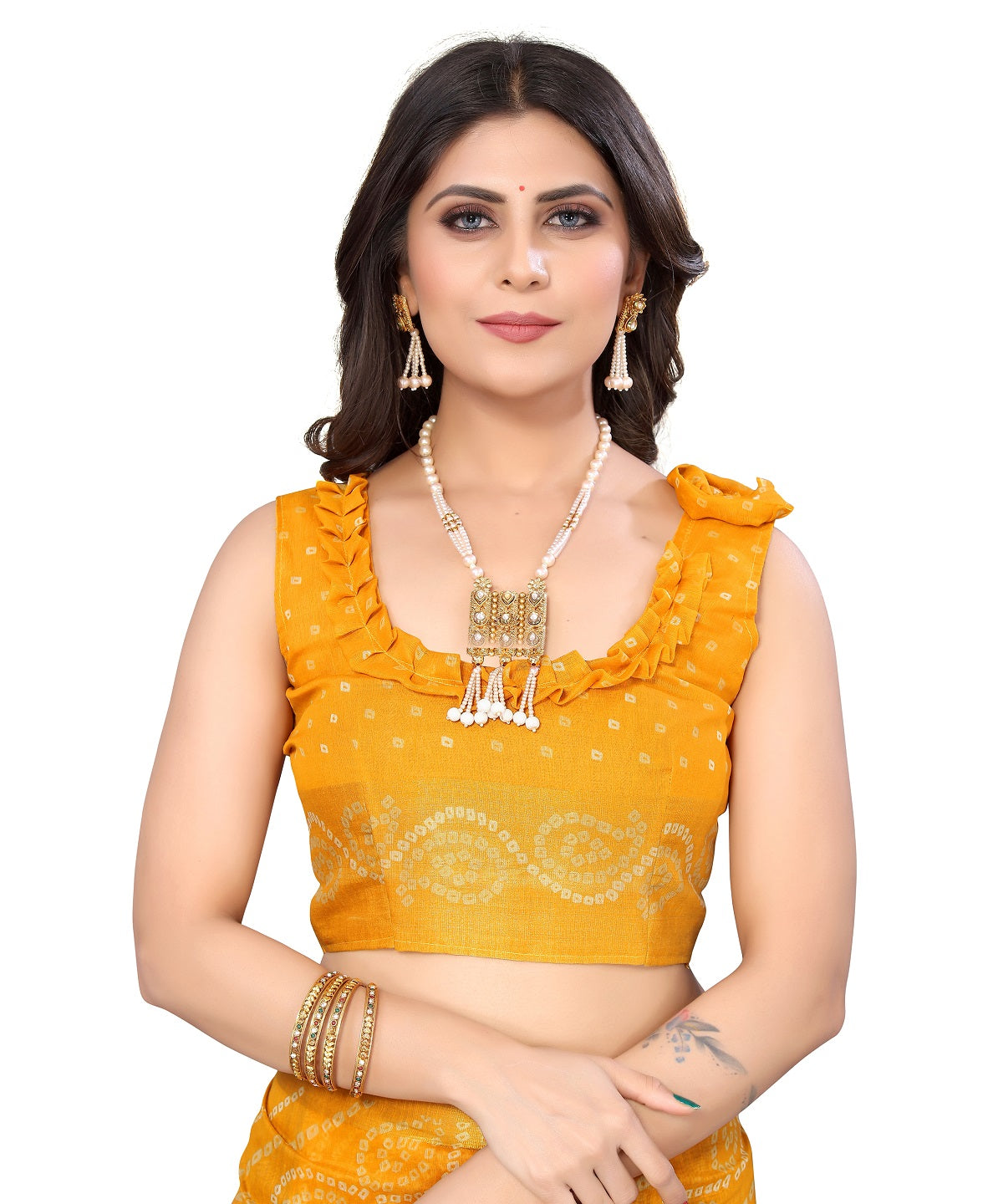 Vamika Linen Jari Border Yellow Bollywood Style Saree | Grocsy