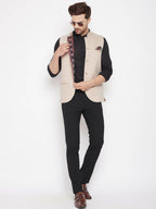 Even Apparels Cream Merino Men Woven Nehru Jacket BF715 | Grocsy