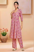 Joban Fashion Pink Printed Kurta And Plazzo | Grocsy