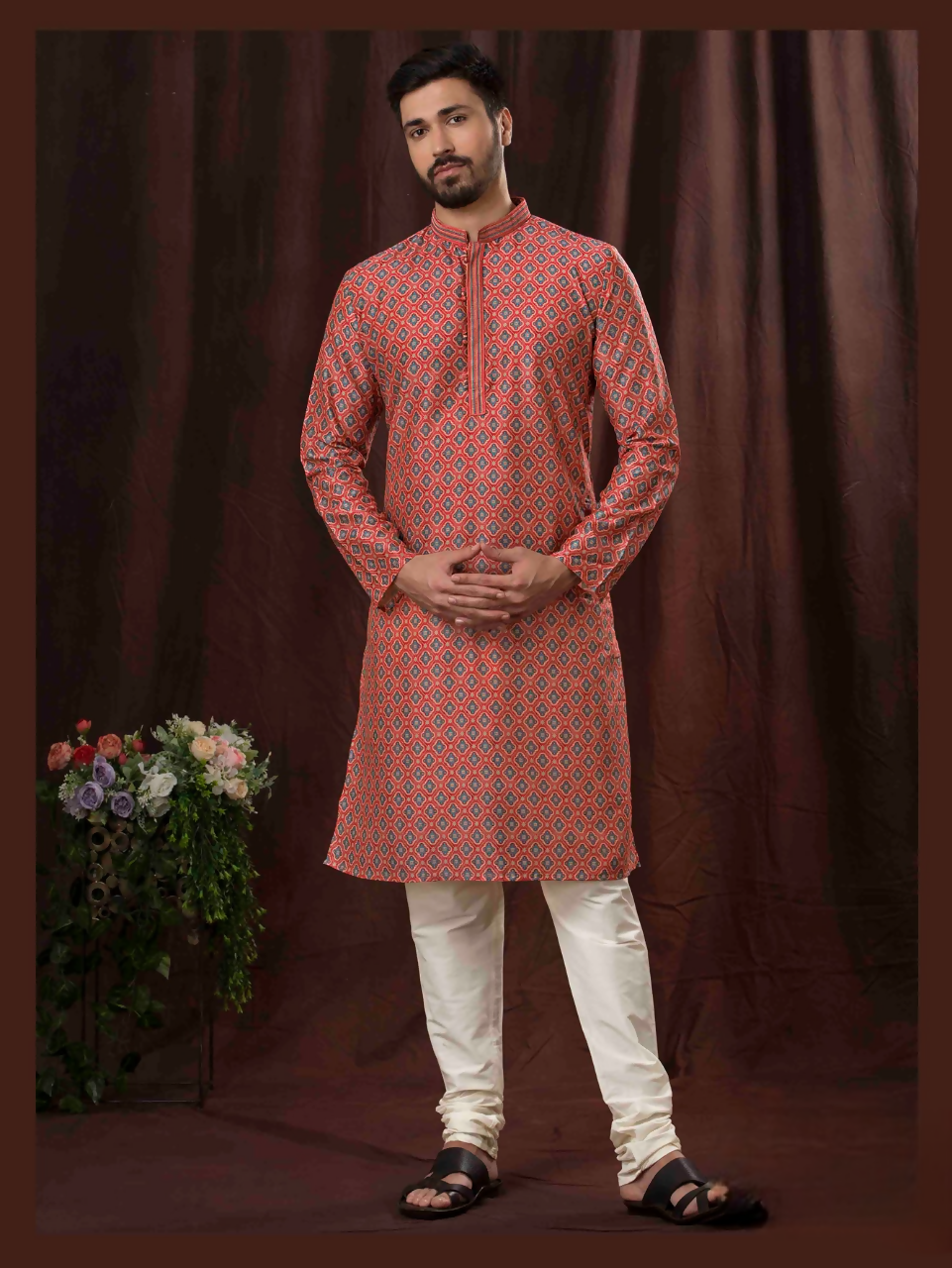 Joban Fashion Pink Art Silk Digital Print Kurta Pyjama | Grocsy