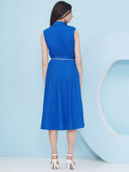 Joban Fashion Royal Blue Dress with Belt | Grocsy