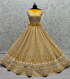 Jyoti Fashion Women's Yellow Bridal Net Fancy Sequins with Multi Thread Embroidered Wedding Lehenga Choli | Grocsy
