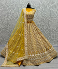 Jyoti Fashion Women's Yellow Bridal Net Fancy Sequins with Multi Thread Embroidered Wedding Lehenga Choli | Grocsy