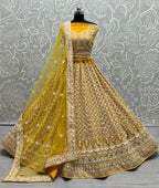 Jyoti Fashion Women's Yellow Bridal Net Fancy Sequins with Multi Thread Embroidered Wedding Lehenga Choli | Grocsy
