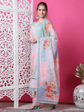 Jyoti Fashion Women's Multicolor Cotton Geometric Digital Print with Jari & Crystal Kurta with Trouser & Dupatta | Grocsy