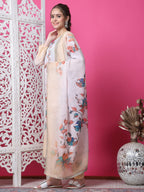 Jyoti Fashion Women's Multicolor Cotton Geometric Digital Print with Jari & Crystal Kurta with Trouser & Dupatta | Grocsy