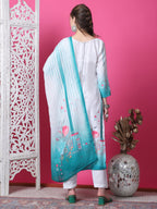 Jyoti Fashion Women's Multicolor Cotton Geometric Digital Print with Jari & Crystal Kurta with Trouser & Dupatta | Grocsy