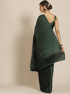 Jyoti Fashion Women's Green Satin Platted Work Designer Saree with Blouse | Grocsy