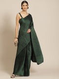 Jyoti Fashion Women's Green Satin Platted Work Designer Saree with Blouse | Grocsy