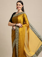 Jyoti Fashion Women's Yellow Rangoli Silk Embroidered Designer Saree with Blouse | Grocsy