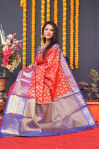Jyoti Fashion Women's Red Kanchipuram Silk Zari Woven Saree with Blouse | Grocsy