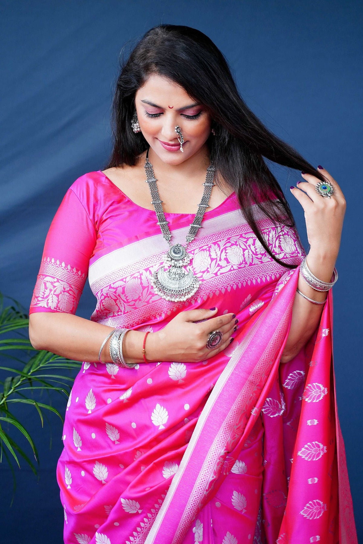Jyoti Fashion Women's Pink Soft Banarasi Silk Zari Woven Saree with Blouse | Grocsy