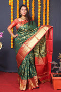Jyoti Fashion Women's Green Kanchipuram Silk Zari Woven Saree with Blouse | Grocsy