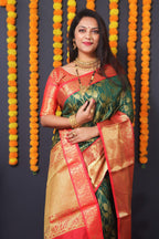 Jyoti Fashion Women's Green Kanchipuram Silk Zari Woven Saree with Blouse | Grocsy