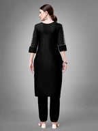 Jyoti Fashion Women's Black Cotton Blend Sequins with Embroidered Kurta Set | Grocsy