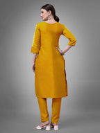 Jyoti Fashion Women's Yellow Cotton Blend Sequins with Embroidered Kurta Set | Grocsy