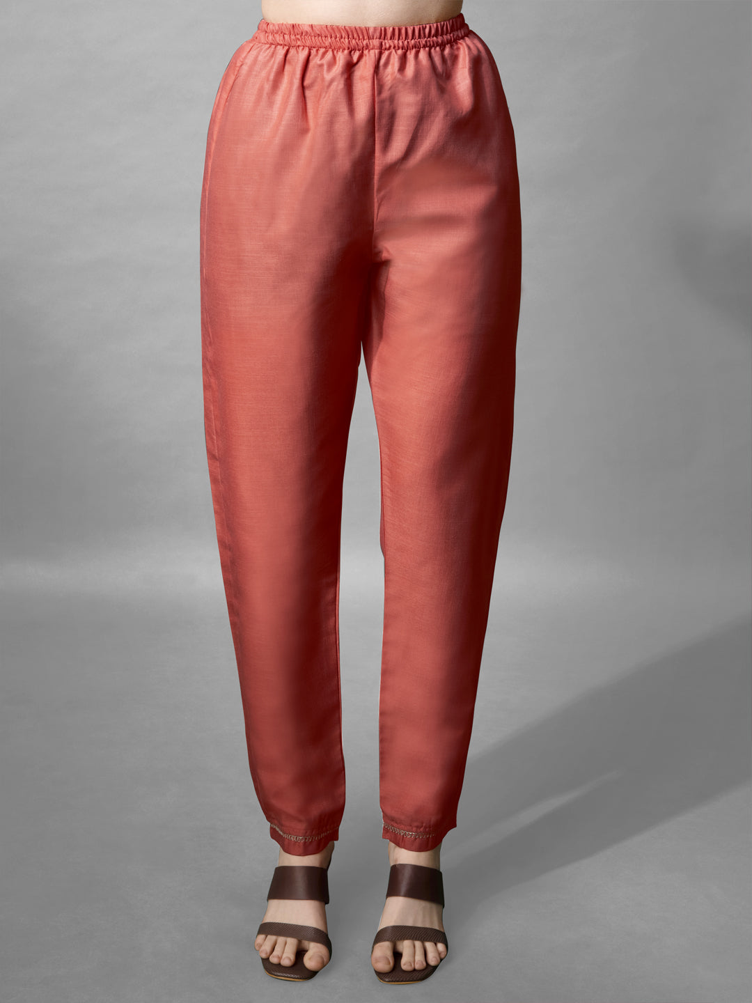 Jyoti Fashion Women's Coral Cotton Blend Embroidered Kurta Set | Grocsy