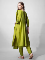 Jyoti Fashion Women's Parrot Green Cotton Blend Embroidered Kurta Set | Grocsy