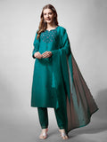 Jyoti Fashion Women's Rama Cotton Blend Embroidered Kurta Set | Grocsy